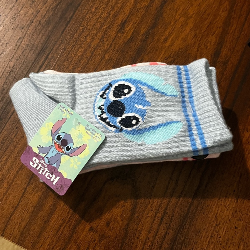Disney Stitch and Angel Mid Crew socks